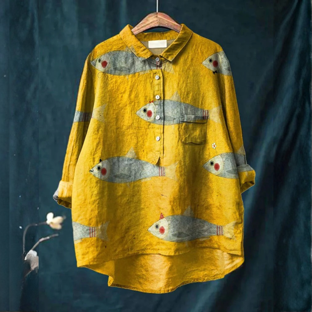 Caterina – Leinenhemd mit Muster