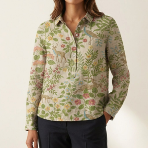 Elena – Leinenhemd mit Muster