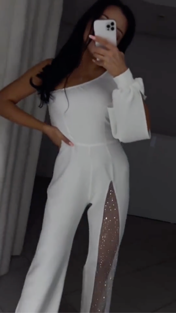 Arielle | Eleganter Ein-Schulter-Jumpsuit mit Glitzer-Detail