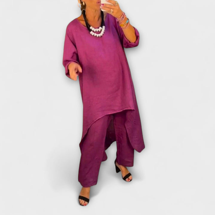 Tabea - Leinen Anzug mit Rundhalsausschnitt